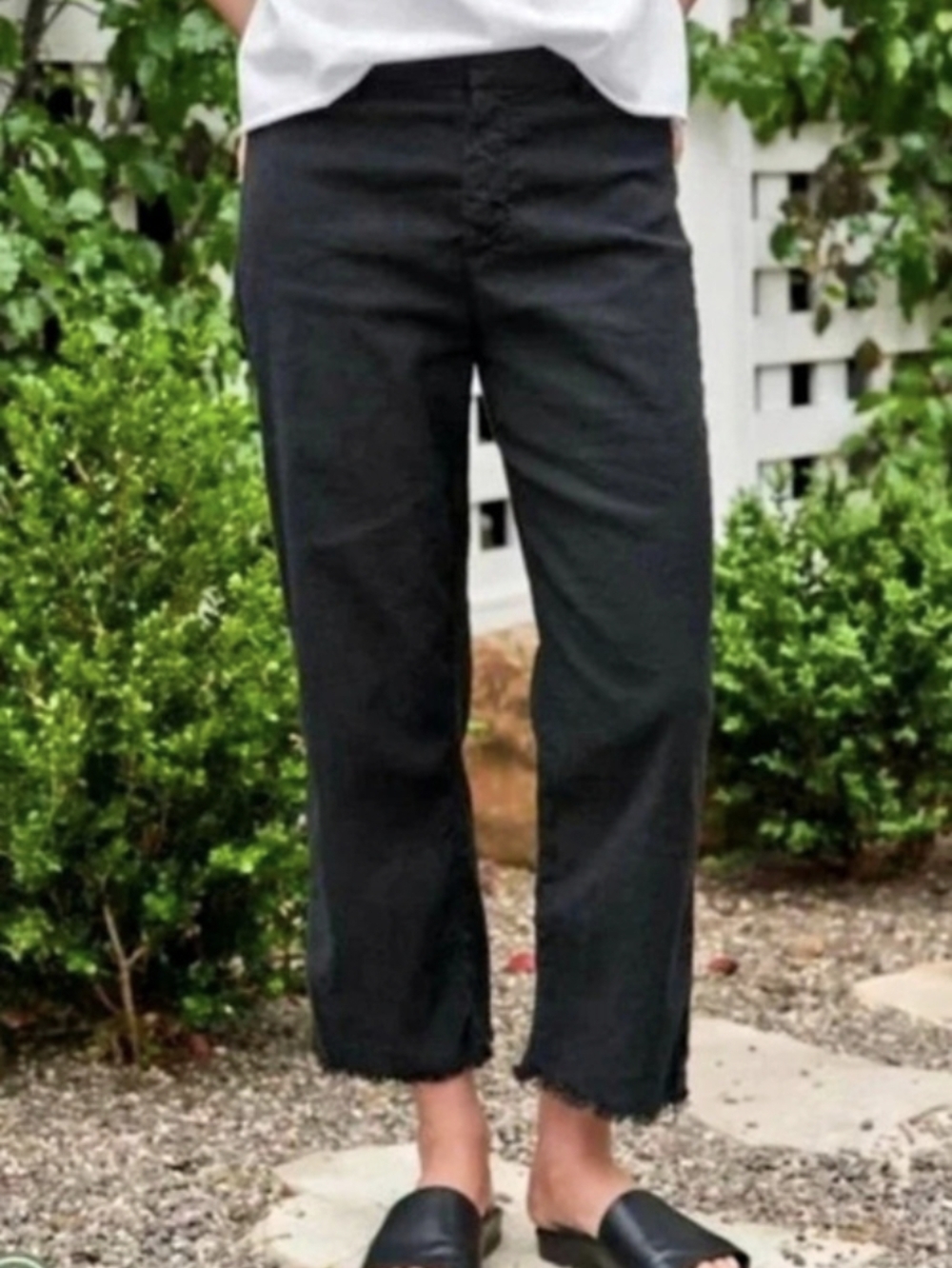 Frank & Eileen Cropped Patch Pocket Pants Black Size 10